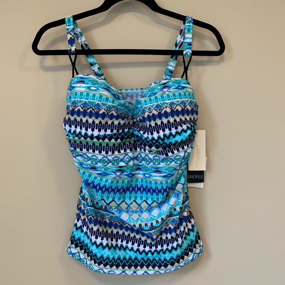 Profile By Gottex Blue D-Cup Tankini Swim Top